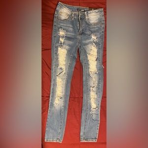 Brand new fashion nova ripped denim blue jeans